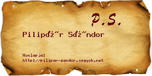 Pilipár Sándor névjegykártya